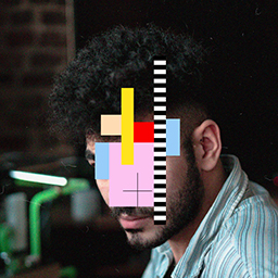 portrait with mosaic over the eyes