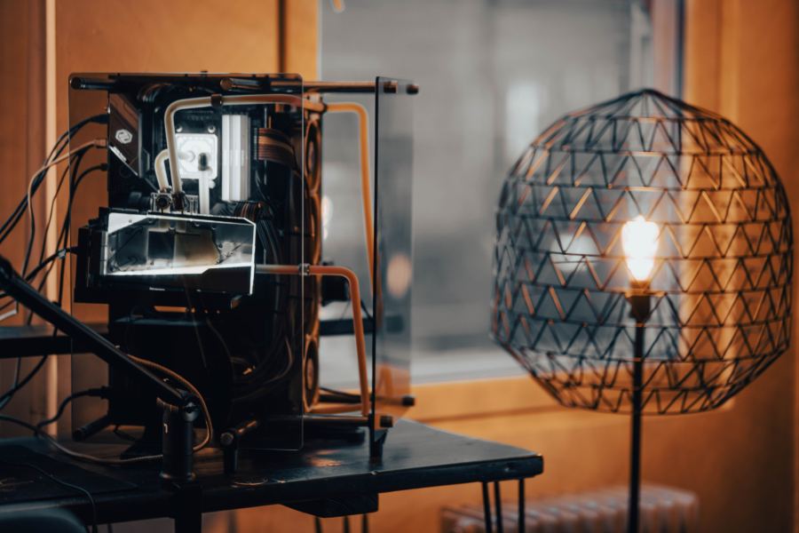 Rig with edison bulb and geodesic lamp